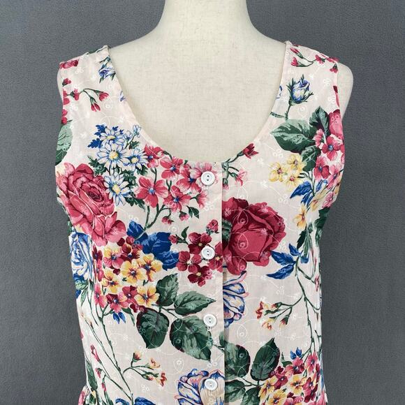 Vtg 80s 90s NOS Brights Creek Cottage Garden Midi Dress Romantic Boho 14? Floral - Picture 5 of 16